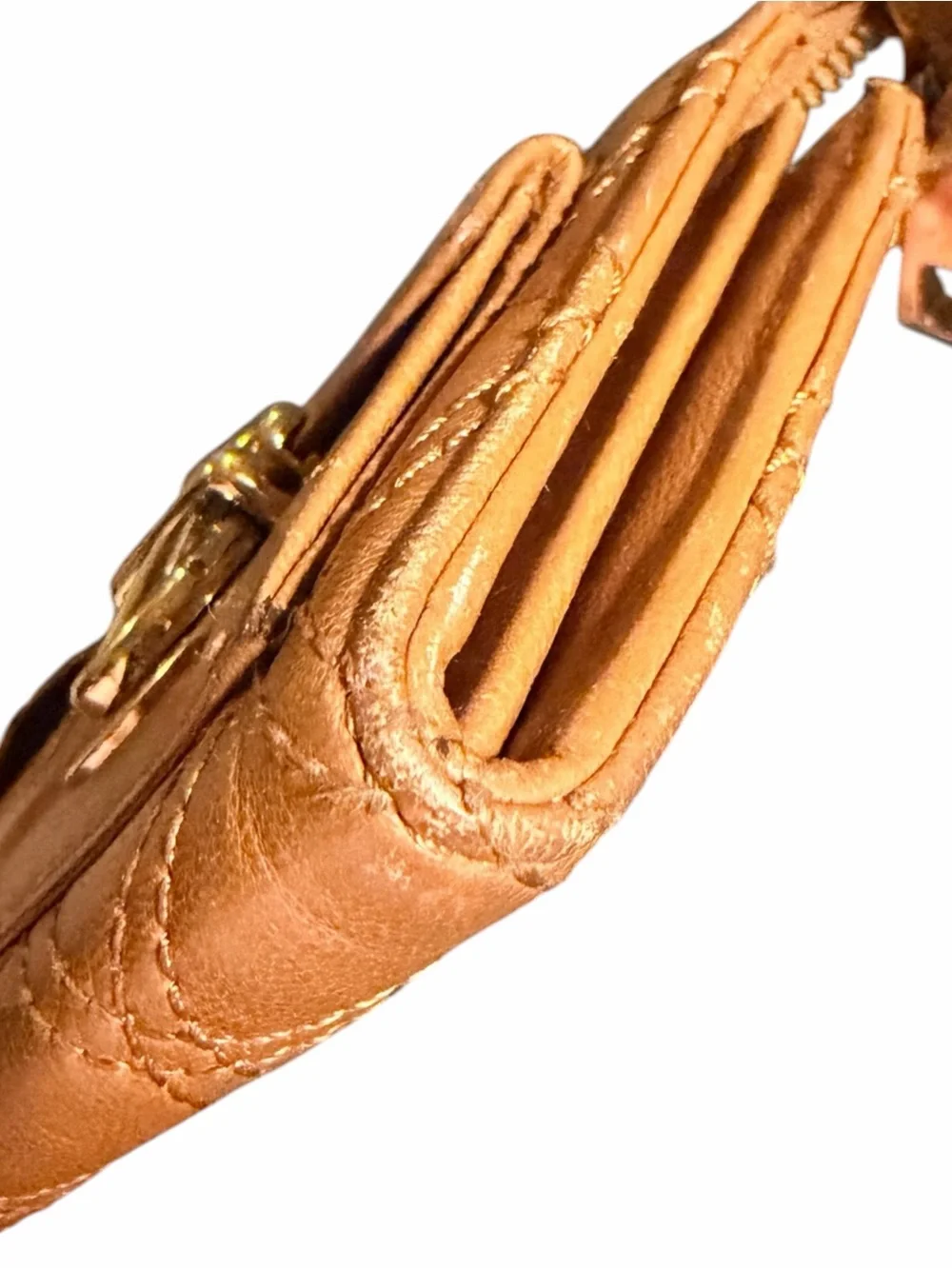 Marc Jacobs Quilted Leather Wallet in Vibrant Orangish Tan with Gold Hardware